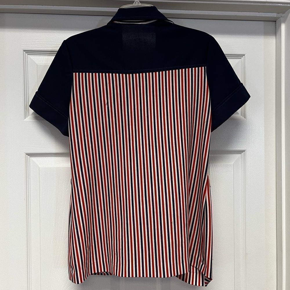Vintage 1960’s Red White & Blue Stripe Polyester Button Down Shirt sz M - Picture 5 of 6